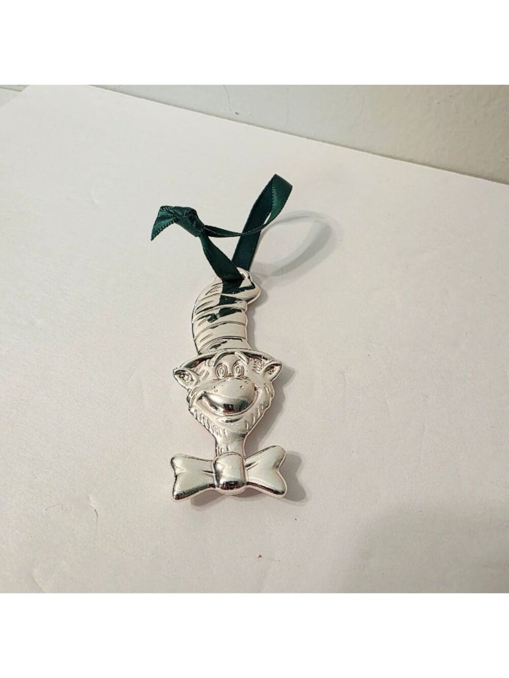 Vtg Dr. Suess Silver Plated Carr Cat in the Hat Holiday Christmas Ornament
